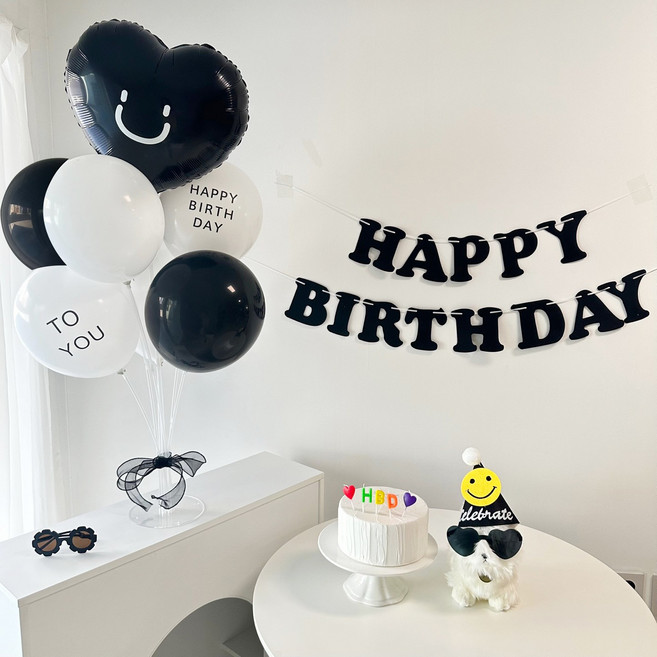 파티굿즈 하트풍선세트 남친 여친 생일파티세트 파티용품 생일풍선, 블랙하트세트