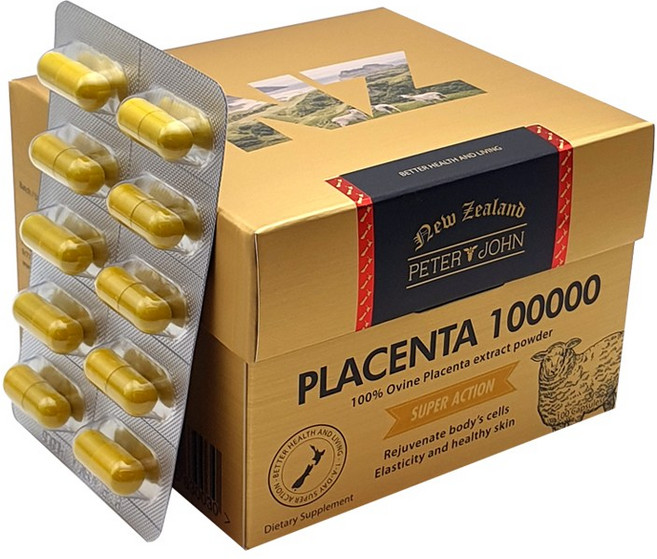 뉴질랜드 피터앤존 양태반 플라센타 100 000mg 100캡슐, 1박스, 100정
