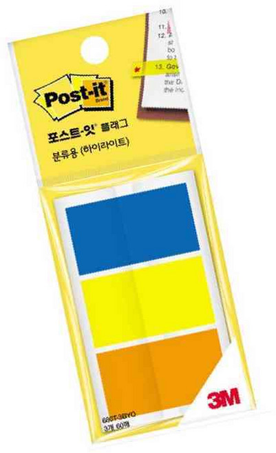 3M 포스트잇 하이라이트 플래그 680T-3BYO 책갈피 분류 구분 포스트잇 SJ964