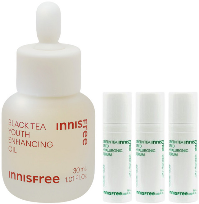 이니스프리 블랙티 유스 인핸싱 오일 30mL+(그린티 세럼15mlx3개 증정), 1개, 30ml