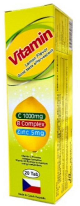 健康卓越 維他命C+鋅+B發泡錠 20錠 檸檬口味, 1個, 健康卓越維他命C+鋅+B發泡錠20錠