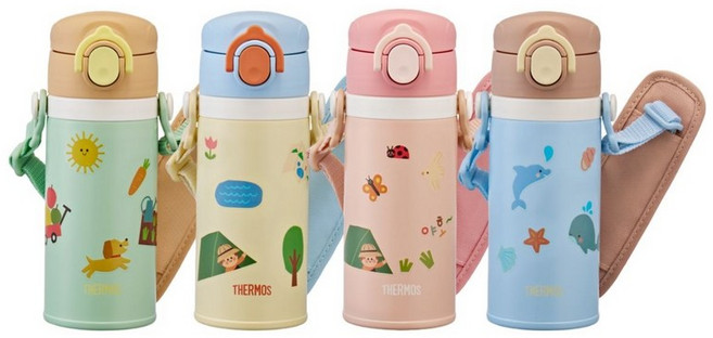 써모스 마이디자인 원터치보틀 JOI-351K 350ml 어린이 보온병 스트랩 202700, 써모스 JOI-351K 옐로(Y), 옐로(Y)