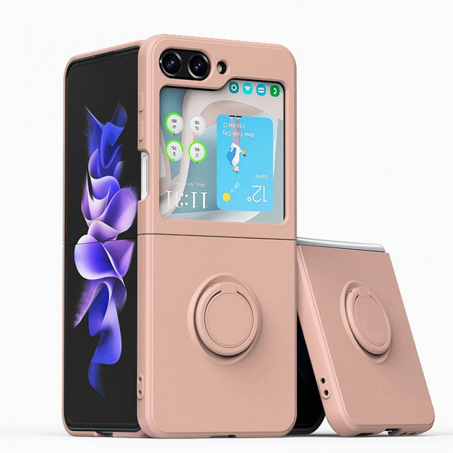 [핀도트]리얼 Z플립5 케이스 링고리 실리콘 마카롱, 갤럭시Z플립5_네이비