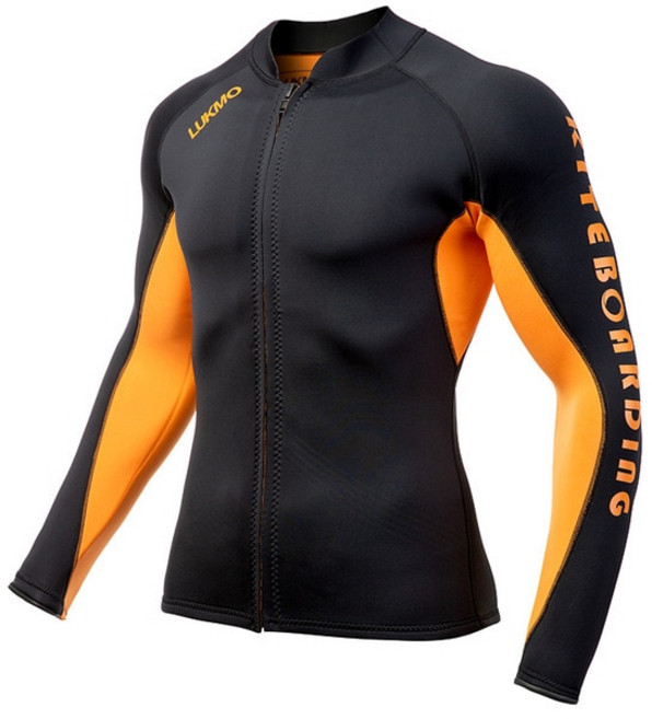 웻슈트 상의 OULYLAN 남성용 다이빙 수트 재킷 네오프렌 스플릿 탑 방풍 따뜻한 서핑 2mm, 02 Orange_05 XXXL