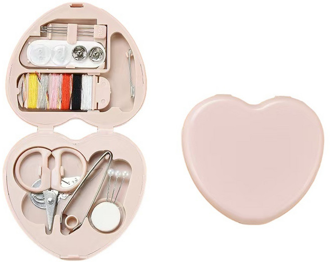 미니 반지고리 휴대용 바느질 세트 가정용 반짇고리, 2개, 핑크