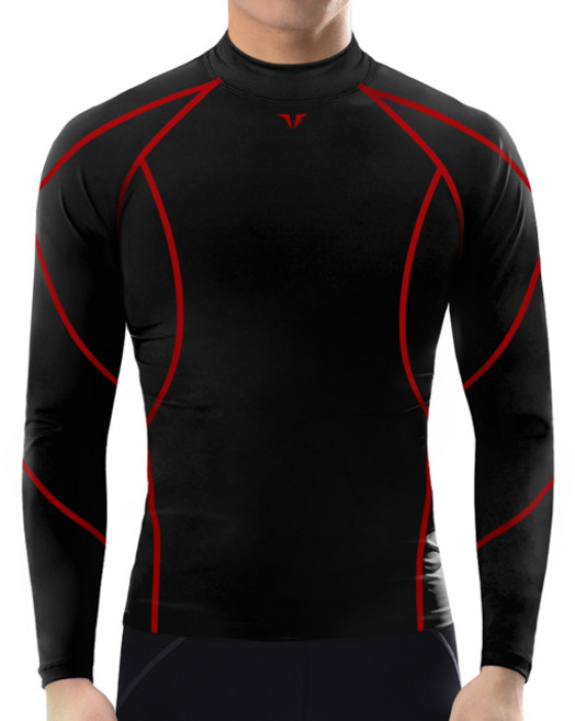 테이크파이브 남자 기능성 머슬핏 긴팔 스포츠이너웨어 블랙 레드라인