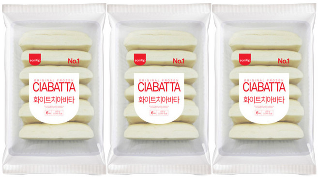 [오티삼립]냉동 화이트 치아바타 6입 3봉, 420g, 3개