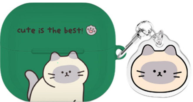 야옹이 힐링 버즈라이브/버즈3/버즈3프로 하드 케이스 +아크릴 키링 세트, 야옹이 힐링-샴, 버즈3/버즈3프로(공용), 1개