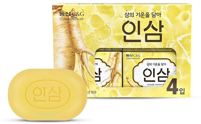 [잇커머스] 동산씨앤지 인삼 비누 90g 4개입 세수 세안 1(개) 4562PN