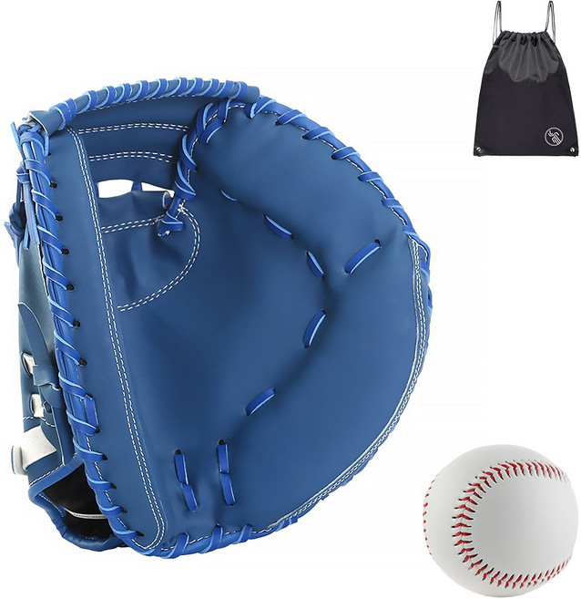 VITALO 캐치메이트 포수 글러브 야구 베이스볼 글러브 우투용 포수미트 야구공 세트 (PGN짐쌕가방 지급), 1세트, LB_로열블루