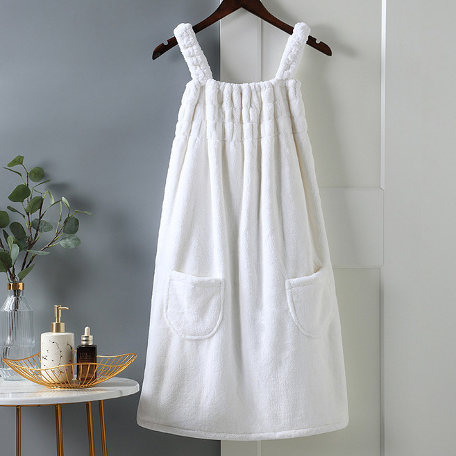 엘에이스 여성 라운딩 골프 샤워가운 목욕가운 수영장가운 수건가운, 1개, 화이트