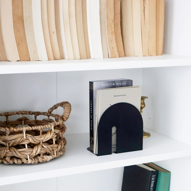 아르킨 아치 북앤드 책꽂이 책상 오브제 데스크테리어, 누아르블랙