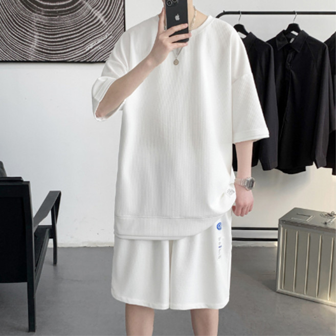 남성 트레이닝 상하세트 투피스 캐주얼 쿨 맥스 스포츠 맨투맨 반팔 반바지 세트 - k263