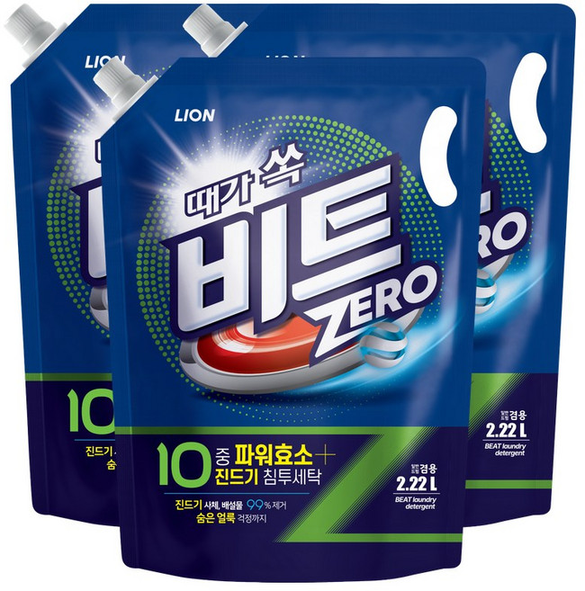 비트 제로 액체세제리필 일반드럼겸용, 2.22L, 3개