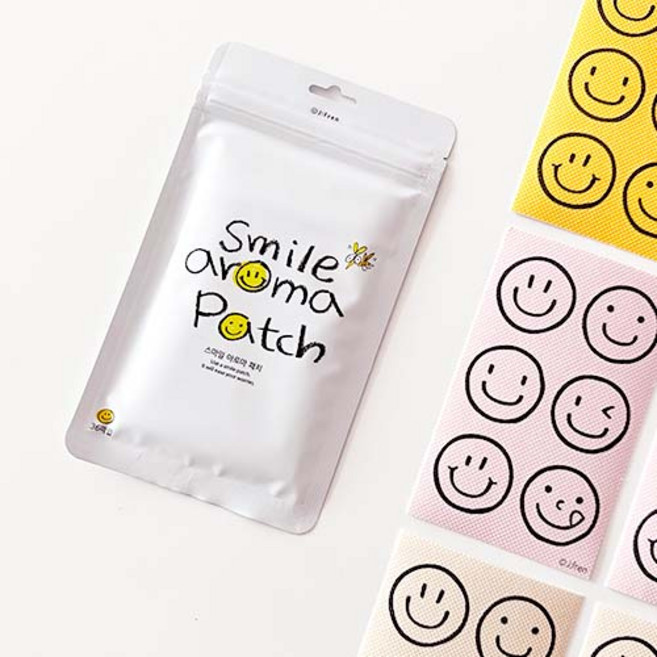 제이프랜 스마일 아로마 썸머패치 캠핑 골프 여행용 스티커, 혼합색상, 3개