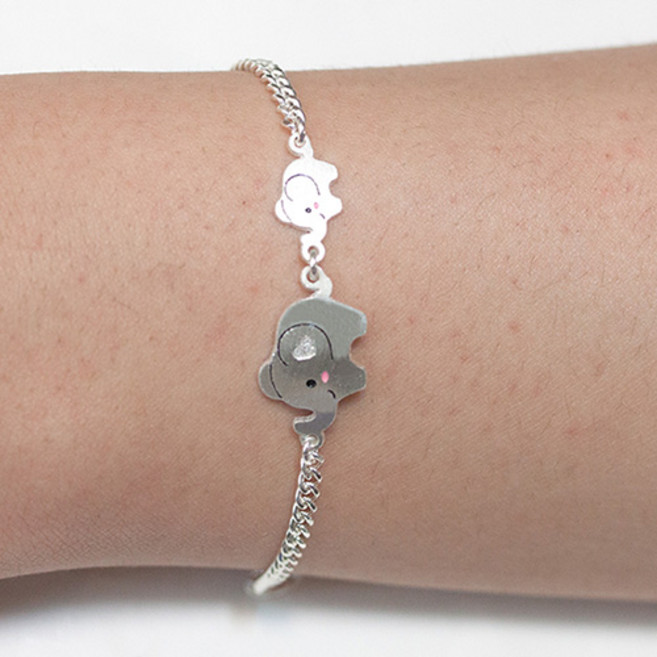 르클레보 아기코끼리 미아방지 유아동 실버팔찌/SB9364