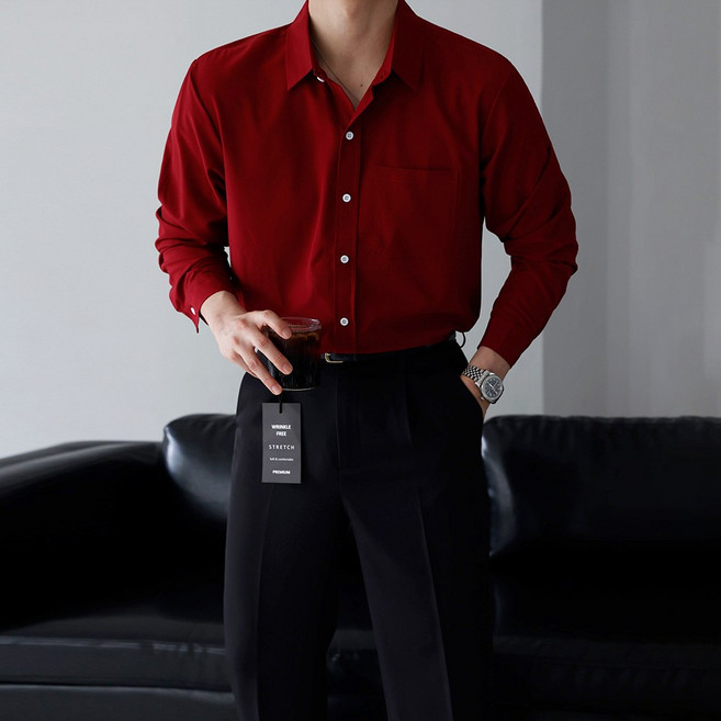 베이직바이블 남자 구김없는 셔츠 가을 정장 남성 빅사이즈 드레스 링클프리 와이셔츠 빅사이즈(10color)