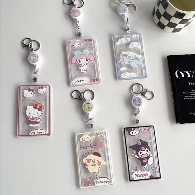 산리오 캐릭터 교통카드 학생등 사원증 케이스 릴홀더 카드 보관 케이스