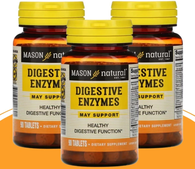 메이슨 내츄럴 소화효소 90정 3통세트 브로멜라인 리파아제 판크레아틴 - 쿠팡