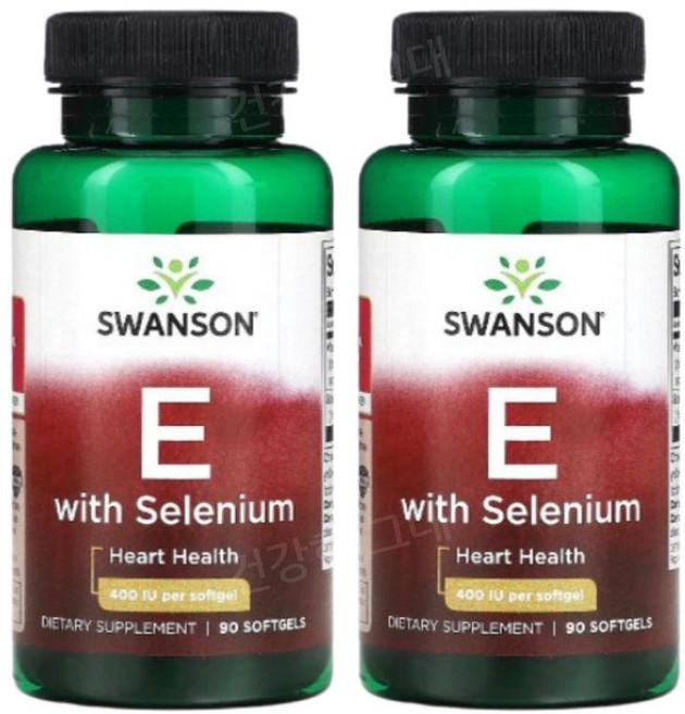 Swanson 비타민 E 268mg (400IU) 셀레늄 함유 Vitamin E & Selenium, 2개, 90정