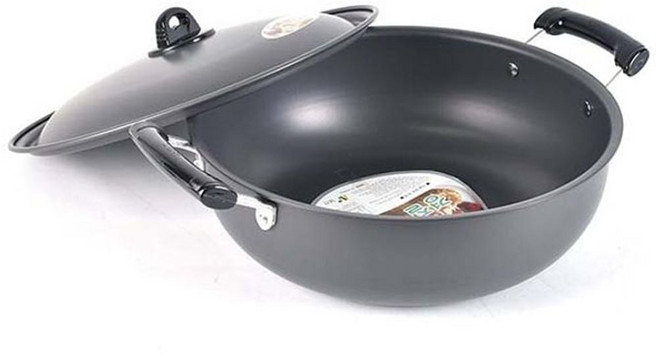 대용량 하드아노다이징 튀김솥 업소용 웍 볶음팬 대형 조리용기 45cm ksm2276fk, 1개, 1cm