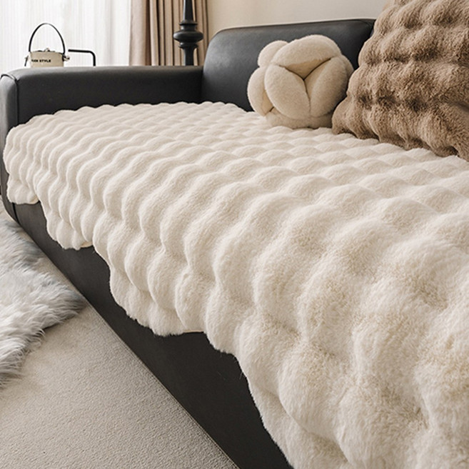 GHKO 3인용 4인용 겨울 쇼파패드 두꺼움 토끼털 극세사 쇼파패드 극세사 겨울 미끄럼방지 매트커버 부드러움 인테리어 겨울용