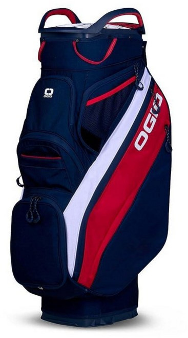 OGIO Silencer CART 골프 백 (블랙)_159002, 레드/화이트/블루