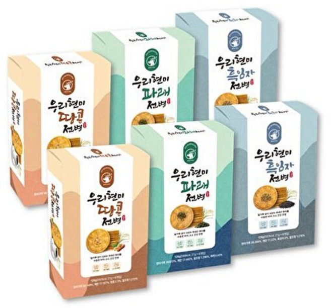 신화당 우리현미전병 (땅콩2+파래2+흑임자2), 6박스, 126g
