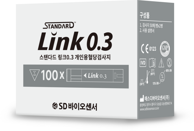 SD바이오센서 정품 링크0.3 개인용 혈당검사지, 100매, 1개