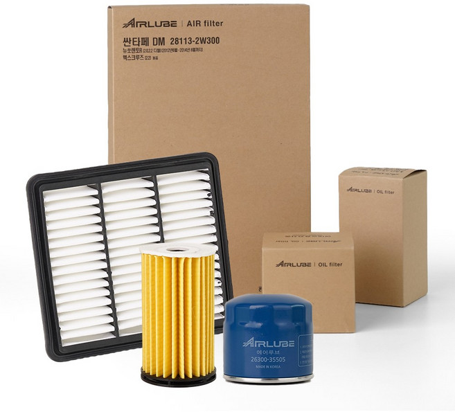 에어루브 올뉴 K3 GT 1.6 터보 가솔린 (18~20년식) 엔진 오일필터+에어필터 세트 26300-35505 28113-F2000, 1개, 26300 35505 28113 F2000