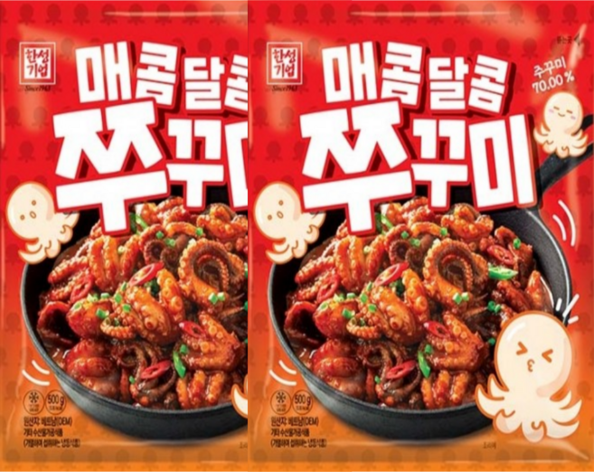 한성 매콤달콤 양념 쭈꾸미 볶음 500g x 2개 / 캠핑 밀키트 주꾸미, 1개, 1kg