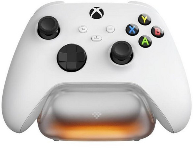 8BitDo Xbox 무선 컨트롤러용 충전 도크 시리즈 X|S 및 One 마그네틱 보안 조명 조절 기능이 있는 스테이션 - 공식 라이선스 (블랙), 화이트