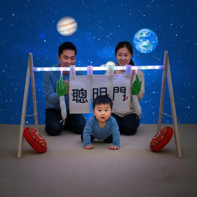 發光聰明門星空版 大紅龜 布葱 週歲 抓周, 四色LED, 1套