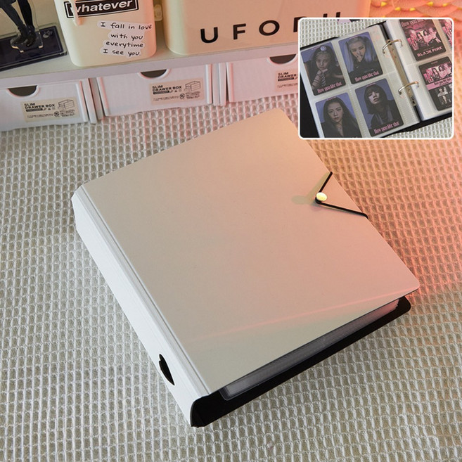 아띠무드 하드커버 파스텔 포카 바인더 앨범, 속지 25장 포함, 화이트