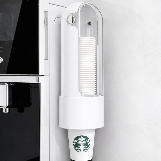 코일리룸 종이컵 디스펜서 홀더 정리 부착식, 화이트, 1개