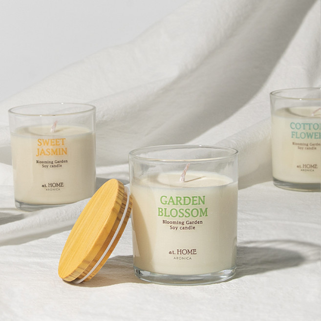 아로니카 블루밍가든 소이캔들 200g 소이왁스 우드뚜껑 향초, 1개