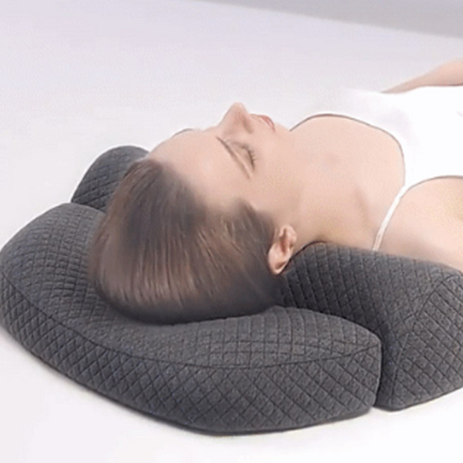 목편한베개 허리 굴곡 편한 낮은 메모리폼 수면 베개, 1개, 굴곡베개_다크그레이