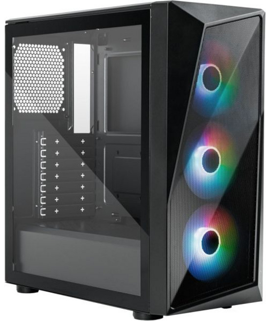 쿨러 마스터 CMP 520 PC 케이스 미드 타워 ATX 섀시 메시 지오데 전면 흡입구 120mm ARGB 팬 3개 강화 유리 측면 패널 다용도 냉각 및 부품 지원 통기성 PS