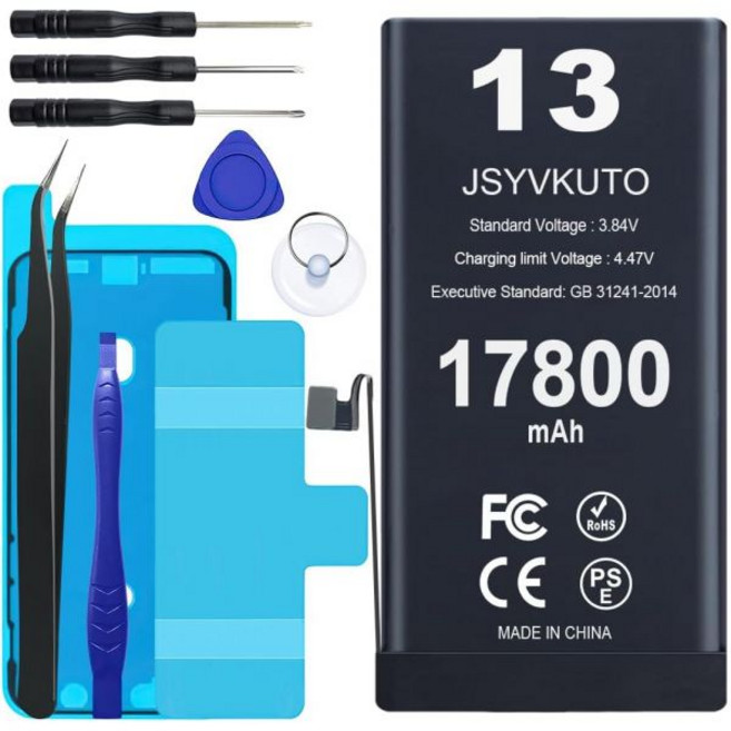 iPhone 13용 17800mAh 배터리 새로운 0 사이클 업그레이드된 고용량 교체용 전체 수리 도구 키트 포함 모델 A2482 A2631 A2633 A2634 A2635