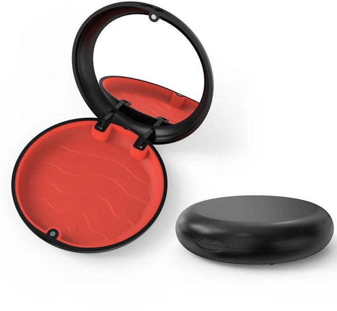 리테이너 케이스 치열 상자 기기 틀니 가짜 치아 입 가드 보관, 1개, 5. Black-red-mirror