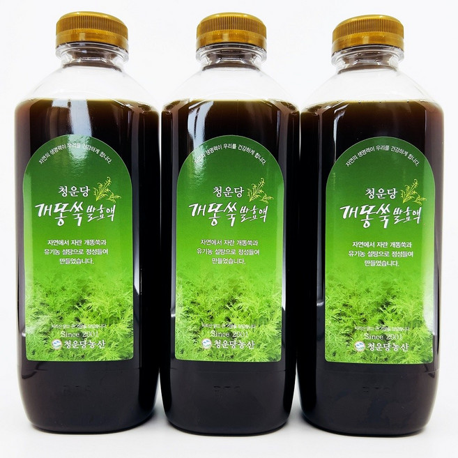 청운당농산 개똥쑥즙 발효액 진액 액기스 효소no, 3개, 900ml