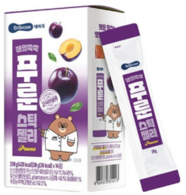 베베쿡 매일쑥쑥 스틱 젤리 20g x 14p, 280g, 15개, 푸룬