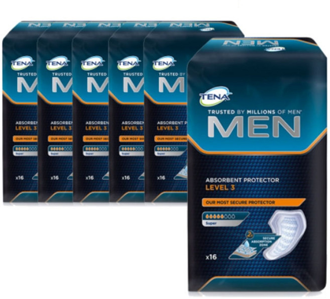 테나 성인용 기저귀 일자형 포맨 3레벨 16매x6팩 남성용, 96개