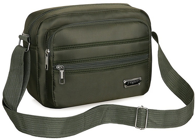 男士側背包 大容量輕防水 - 隨身休閒單肩斜背包, 橫款-黑色