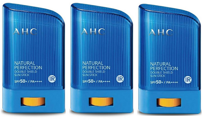 AHC 에이 에이치 씨 내추럴 퍼펙선 더블 쉴드 선 스틱 SPF50+, 22g, 3개