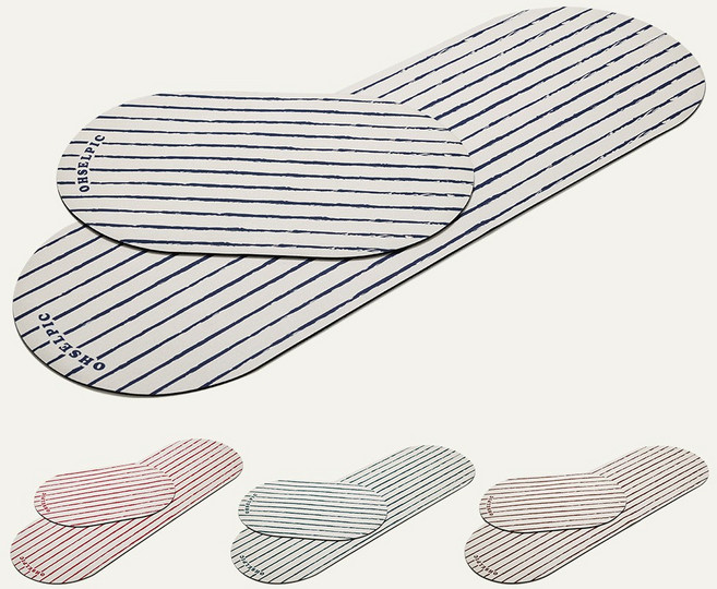 오셀픽 2종세트 스트라이프 빨아쓰는 규조토 발매트, 1세트, 미드나잇 네이비