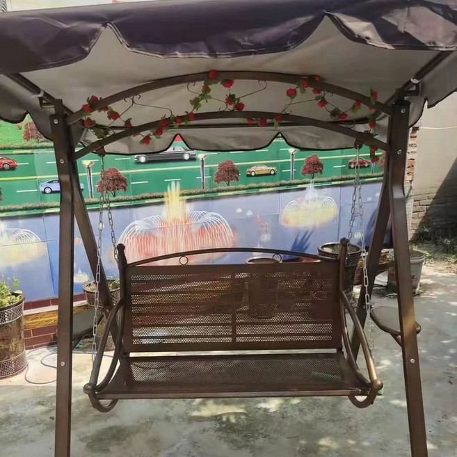 그네의자 흔들그네 야외용 발코니 마당 흔들 공중 흔들의자 루이자몰 스윙체어 철제 야외그네 라탄 전원주택, 2022 앤티크 코퍼 컵 쿠션+선물