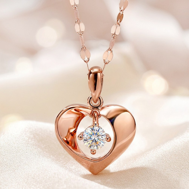 주리에떼 14K 18K 여성 골드 모이사나이트 GRA인증 아리엘 하트 금 목걸이