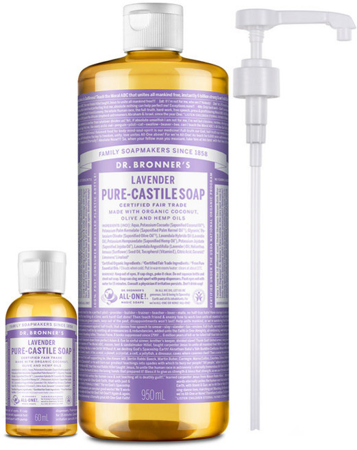 [블리샵]닥터브로너스 950ml+60ml 남자 올인원 등여드름 매직솝 향좋은 대용량 천연 캐스틸솝, 선택1 베이비