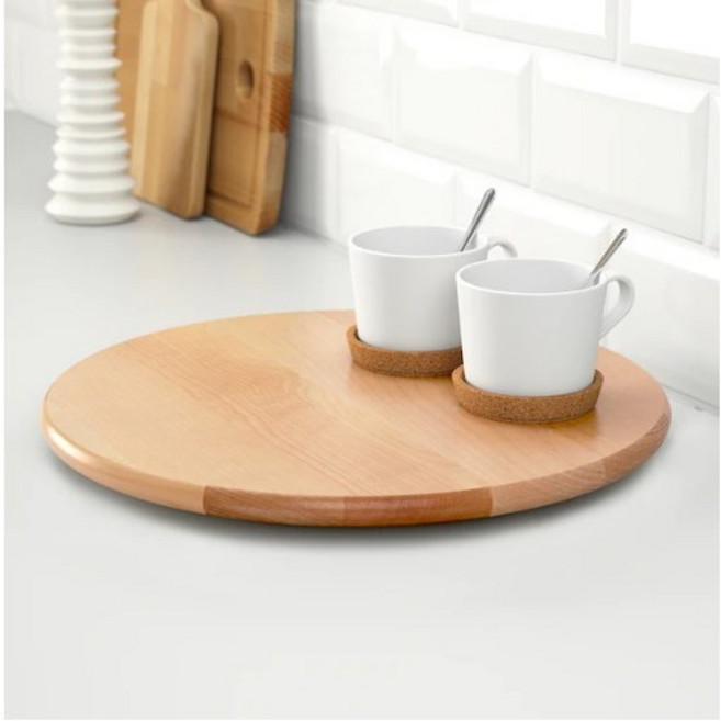 카페 원목 회전 트레이 쟁반 플레이팅 대형 접시 원형 월낰쌈, 스누다 회전트레이39cm, 1개